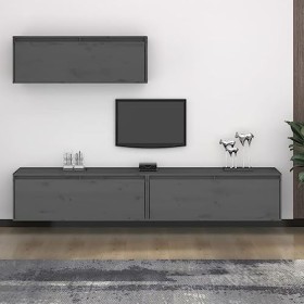 Générique Meubles TV 3 pcs Gris Bois Massif de pin,29.6 KG,3100141, Meubles, Meubles TV