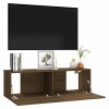Homgoday Meuble TV mural en chêne marron 100 x 30 x 30 cm en bois ingénieux, meuble TV, meuble pour TV, table de salon, étagè