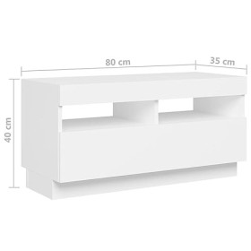Higsose Meuble TV Salon avec Lumières LED RVB Blanc 180x35x40 cm Bois dingénierie Armoire Multimédia Rangement Ample Ranger 