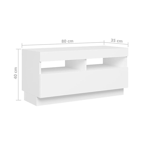 Higsose Meuble TV Salon avec Lumières LED RVB Blanc 180x35x40 cm Bois dingénierie Armoire Multimédia Rangement Ample Ranger 