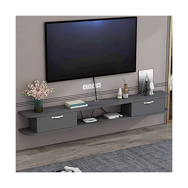 Warooma Étagère TV Murale Support TV Flottant Centre De Divertissement, pour Unité De Stockage Boîtier De Câble De Console Au