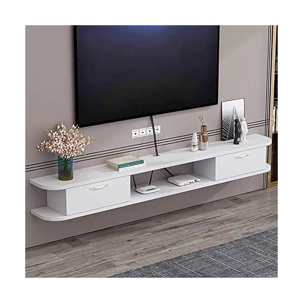 Warooma Étagère TV Murale Support TV Flottant Centre De Divertissement, pour Unité De Stockage Boîtier De Câble De Console Au