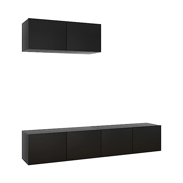 vidaXL 3X Meubles TV Centres de Divertissement Muraux Suspendus Armoires Stéréo Salon Salle de Séjour Maison Intérieur Noir A