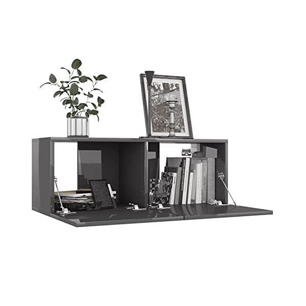 Homgoday Meuble TV mural en chêne marron 100 x 30 x 30 cm en bois ingénieux, meuble TV, meuble pour TV, table de salon, étagè