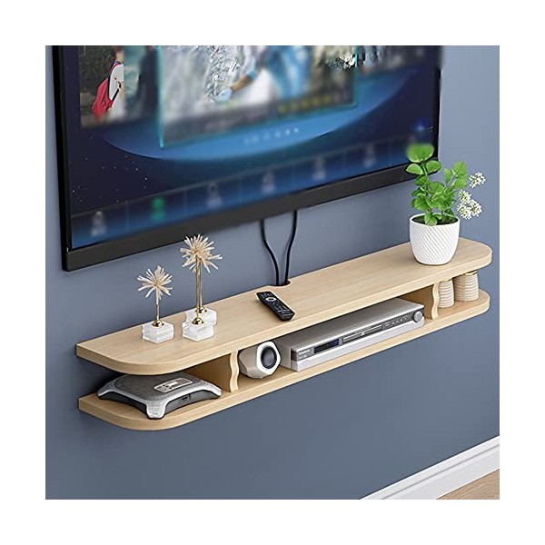 MABIBI Étagère murale flottante pour TV - Meuble TV mural - Étagère de rangement multimédia - Grande capacité - Trou de fil r