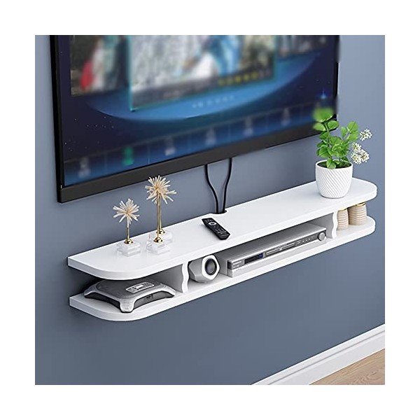 MABIBI Étagère murale flottante pour TV - Meuble TV mural - Étagère de rangement multimédia - Grande capacité - Trou de fil r