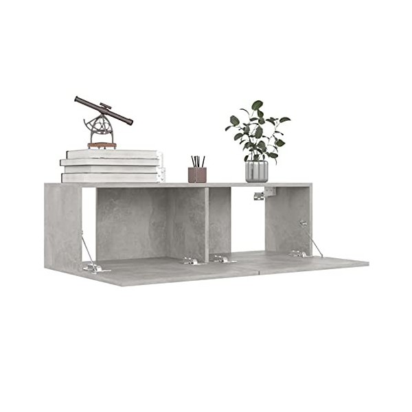 Homgoday Meuble TV mural en chêne marron 100 x 30 x 30 cm en bois ingénieux, meuble TV, meuble pour TV, table de salon, étagè