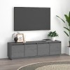 Meuble TV Gris 156x37x45 cm Bois de pin Massif - Meuble TV de Salon Banc Télé Industriel, Support Rangement Console Jeux Etag