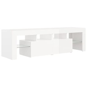 Module TV pour salle à manger, meuble TV avec lumières LED Blanc brillant 140 x 36,5 x 40 cm Kit de montage facile