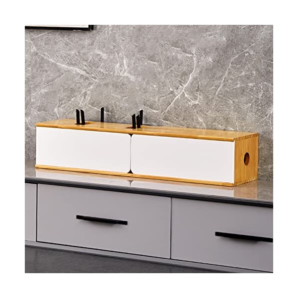 JUNNIU Meuble TV Mural 60/80Cm Set-Top Box Étagère WiFi Router Box, Meuble TV Mural, Étagère TV Flottante Meuble de Rangement