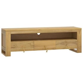 FAMIROSA Meuble TV 110x30x35 cm Bois de Teck Solide 20.2KG 