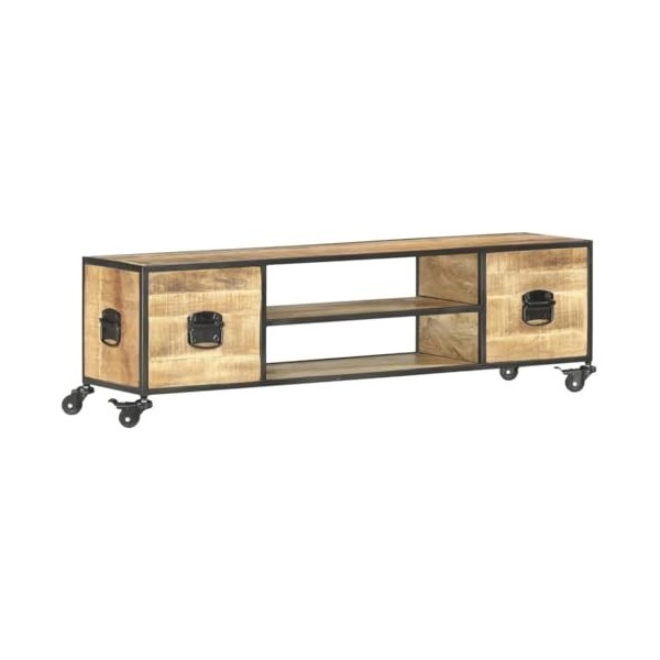 Générique Meuble TV 130x30x39 cm Bois Massif de manguier,26.7 KG,286377, Meubles, Meubles TV