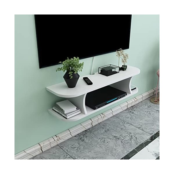 StrOux Meuble TV Flottant Meuble TV Mural en Bois avec 3 étagères de Rangement Composant de Meuble TV Flottant avec Gestion d