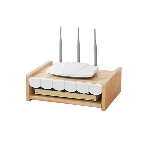 Geyao Meuble TV en bois massif avec routeur à une couche sans fil et prise Wi-Fi pour modem chat couleur : vague blanche 