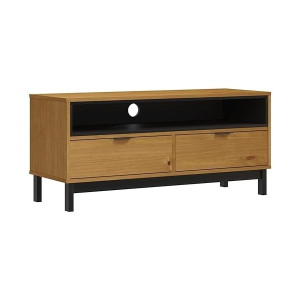 Meuble TV, Banc TV Support de Télévision Table TV Bas Armoire Basse Meuble TV FLAM 110x40x50 cm Bois Massif de pin