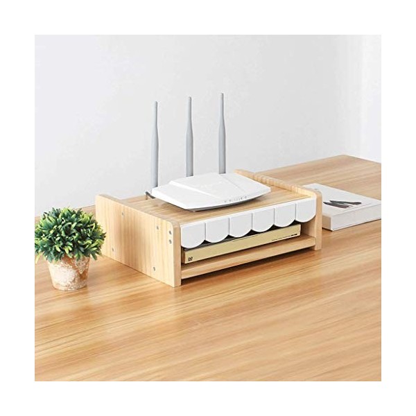 Geyao Meuble TV en bois massif avec routeur à une couche sans fil et prise Wi-Fi pour modem chat couleur : vague blanche 