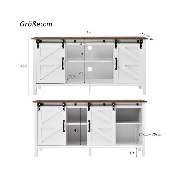AMDXD Grand meuble TV, centre de divertissement, support TV, étagères réglables pour salon, salle à manger, meuble TV blanc, 