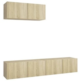 ZEYUAN Meubles TV 3 pcs Chêne Sonoma Aggloméré,Meuble TV,Meuble TV Moderne,Meuble de Salon