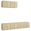 ZEYUAN Meubles TV 3 pcs Chêne Sonoma Aggloméré,Meuble TV,Meuble TV Moderne,Meuble de Salon