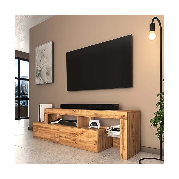 Selsey Asten - Meuble TV - 172 cm chêne wotan - avec LED