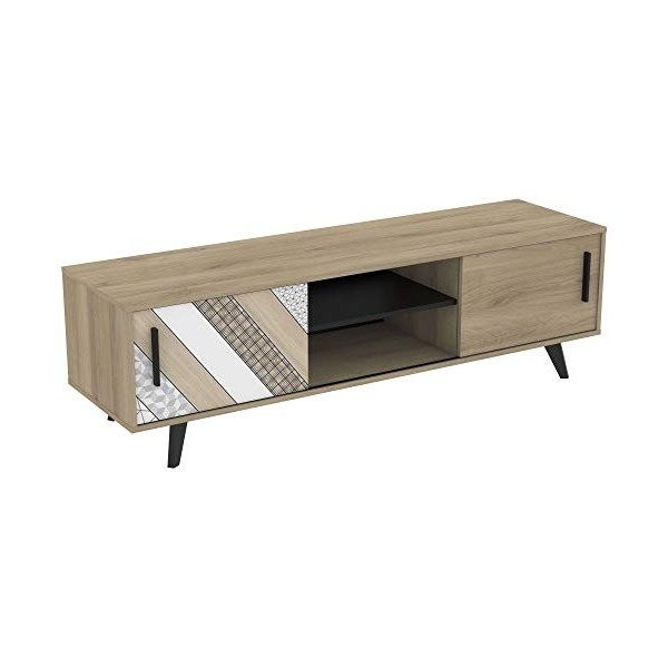 Demeyere Banc TV 2 PTES COUL. Helsinki, Bois dingénierie, Noir, 1 514x420x450MM