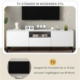 Tcewhhy Grand Meuble TV pour Meuble TV 70 Pouces Lowboard Meuble TV avec 2 Portes Et 2 Tiroirs Table TV Buffet pour Salon Low