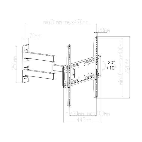 NONAME myWall Wandhalterung, Drehbar, für 32-55 Bildschirme 50kg H 26-1 L