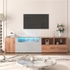 Meubles TV Avec Lumières LED Meuble TV Plateau En Verre Avec Compartiments Et Portes Meuble TV Buffet Tableau De Table TV Pou