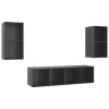 Meubles TV muraux 4 pcs Gris Brillant Aggloméré - Banc TV, Meuble TV Suspendu, Convient pour Salon ou Chambre