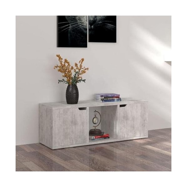vidaXL Meuble TV en matériau dérivé du bois Gris béton 88,5 x 27,5 x 30,5 cm