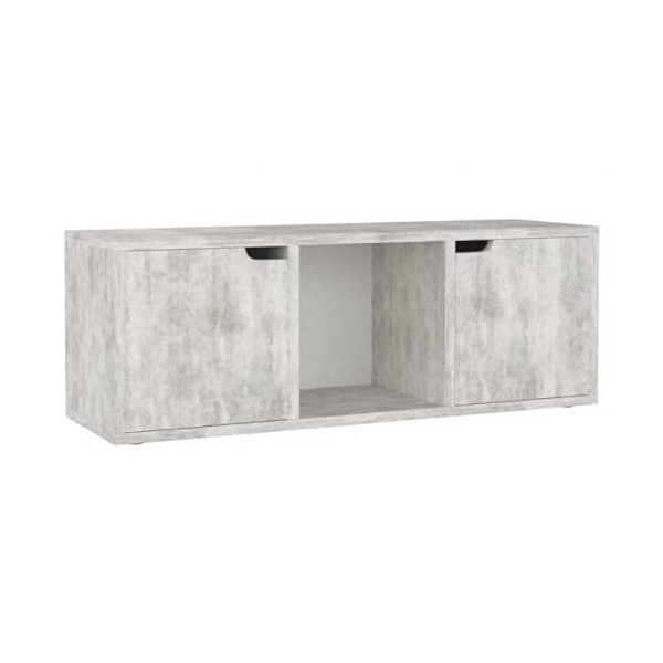 vidaXL Meuble TV en matériau dérivé du bois Gris béton 88,5 x 27,5 x 30,5 cm