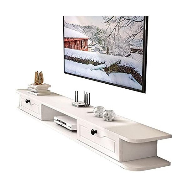 MABIBI Meuble TV mural flottant pour TV - Étagère murale - Centre de divertissement - Console multimédia en bois - Meuble TV 