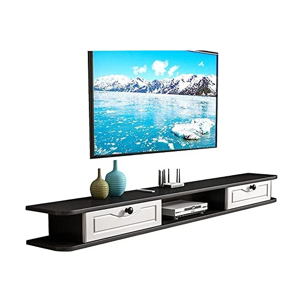 MABIBI Meuble TV mural flottant pour TV - Étagère murale - Centre de divertissement - Console multimédia en bois - Meuble TV 