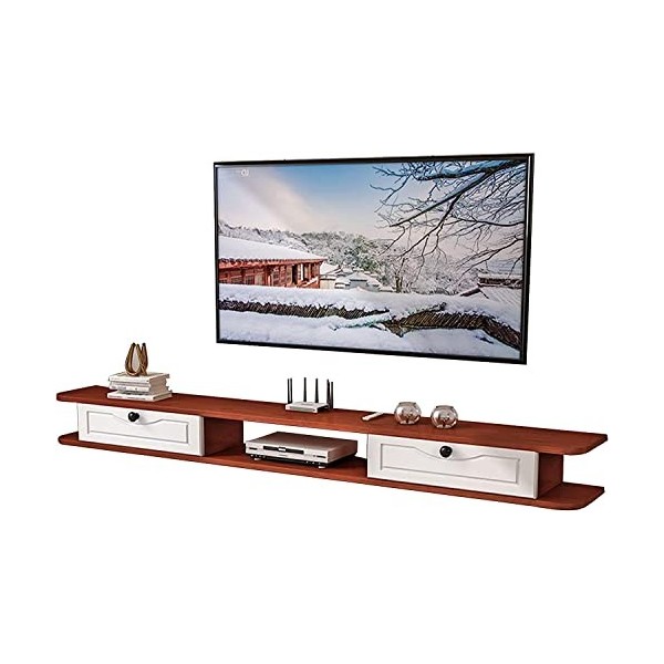 MABIBI Meuble TV mural flottant pour TV - Étagère murale - Centre de divertissement - Console multimédia en bois - Meuble TV 