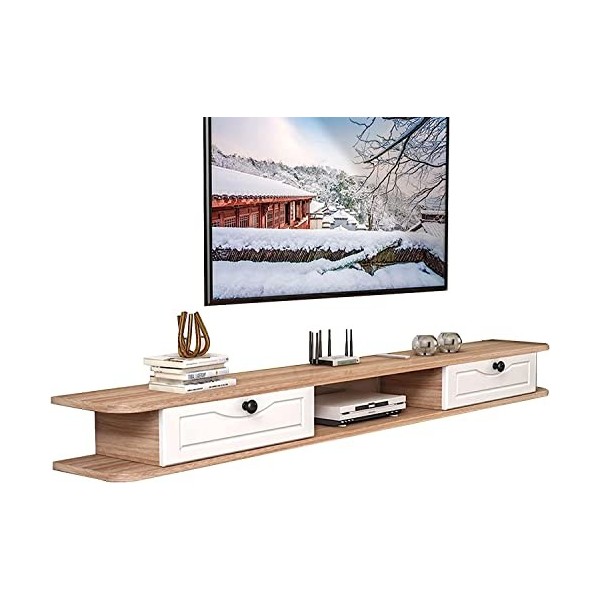 MABIBI Meuble TV mural flottant pour TV - Étagère murale - Centre de divertissement - Console multimédia en bois - Meuble TV 
