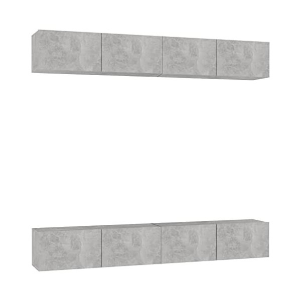 vidaXL 4X Meubles TV Armoires Stéréo Centres de Divertissement Meubles de Salon Salle de Séjour Maison Intérieur Gris Béton 1