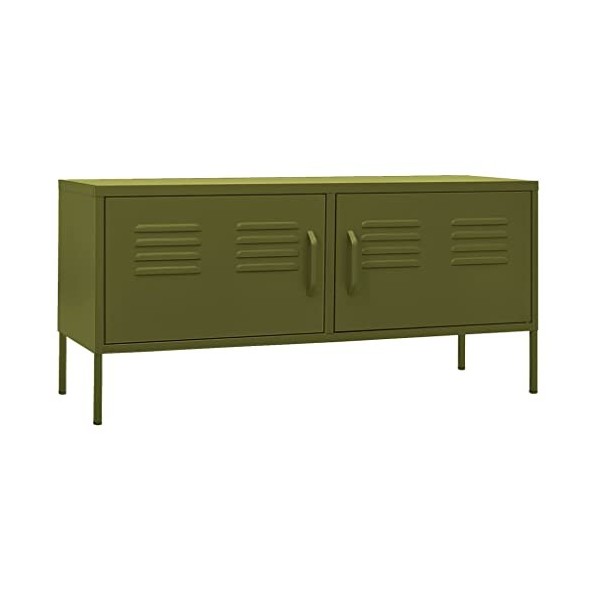 VidaXL Meuble TV Vert olive 105x35x50 cm Acier