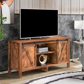 Meuble TV Buffet avec 2 Portes Coulissantes Étagère Réglable Étagères Ouvertes Meuble De Cuisine Meuble TV Meuble Dappoint S