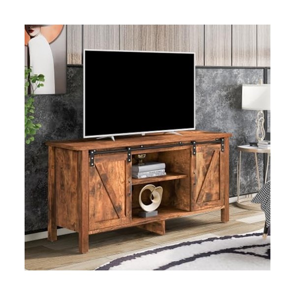 Meuble TV Buffet avec 2 Portes Coulissantes Étagère Réglable Étagères Ouvertes Meuble De Cuisine Meuble TV Meuble Dappoint S