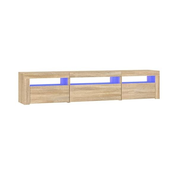FAMIROSA Meuble TV avec lumières LED Chêne Sonoma 195x35x40 cm 40.1KG 