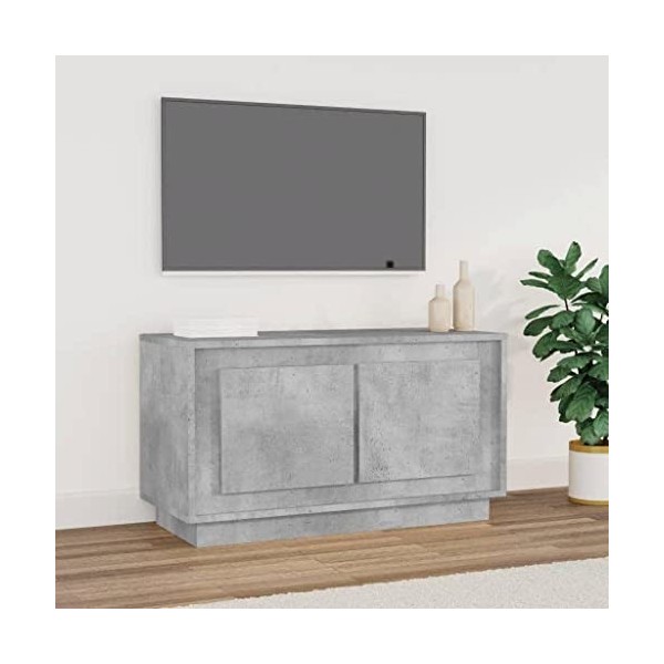 TOYOCC Centres de divertissement et supports TV, meuble TV, béton gris, 80 x 35 x 45 cm, bois dingénierie