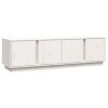 Camerina Meuble TV Blanc 140x40x40 cm Bois de pin Massif,Meuble TV,Table Basse Salon Meuble TV,Table Basse LED Couleurs