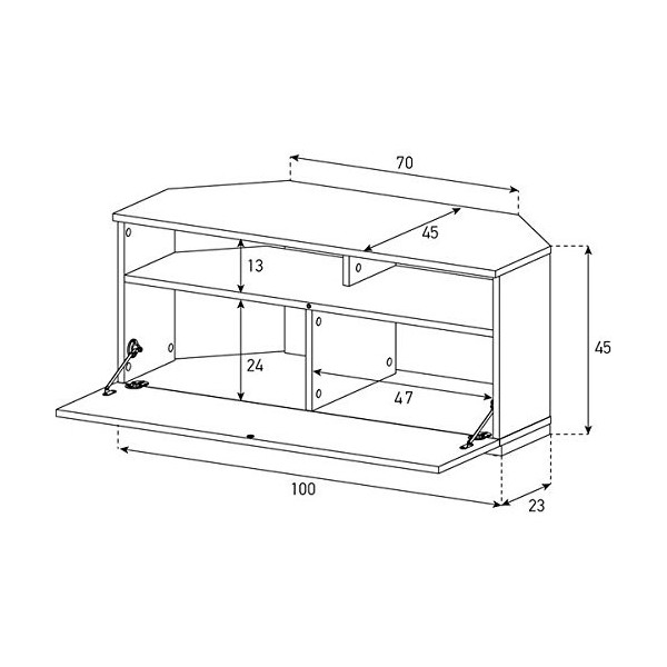 Sonorous - Meuble TV dangle Largeur&nbsp;: 100&nbsp;cm. Couleur&nbsp;: noir. Réf. TRD-100 NN.