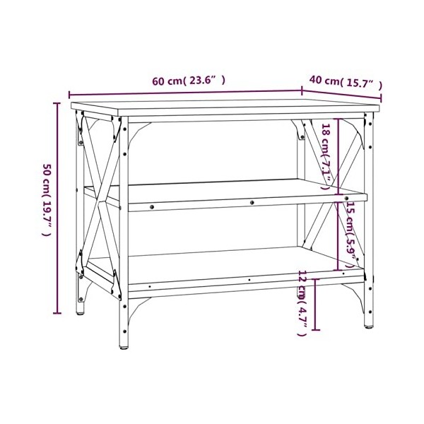 Tidyard Meuble TV de Style Industriel Meuble de Télévision Meuble de Rangement Noir 60x40x50 cm Bois dingénierie