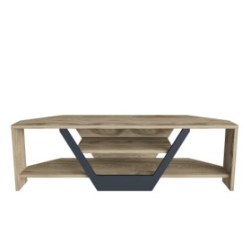 DECOROTIKA Sares Meuble TV Enetertainment Center, Bois dingénierie, Noyer/Noir, 120 cm Lenght