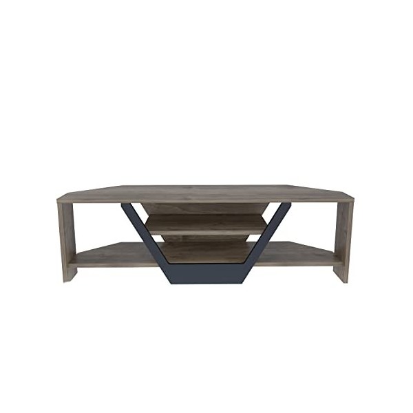 DECOROTIKA Sares Meuble TV Enetertainment Center, Bois dingénierie, Noyer/Noir, 120 cm Lenght