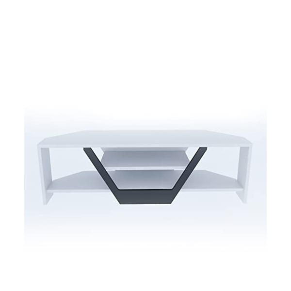 DECOROTIKA Sares Meuble TV Enetertainment Center, Bois dingénierie, Noyer/Noir, 120 cm Lenght