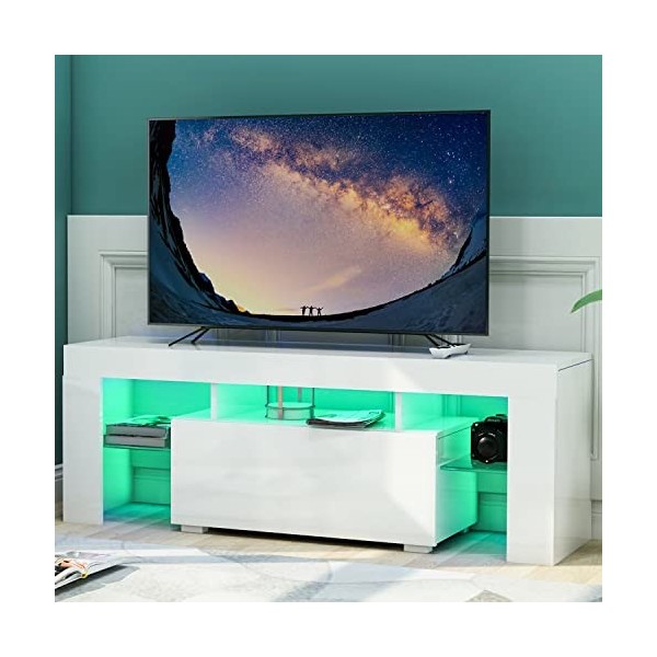 GGMWDSN Meuble TV Leisure Zone White, Meuble TV Lowboard avec Ouverture sans PoignéE, Meuble Bas, Buffet Mediaboard, Meuble T