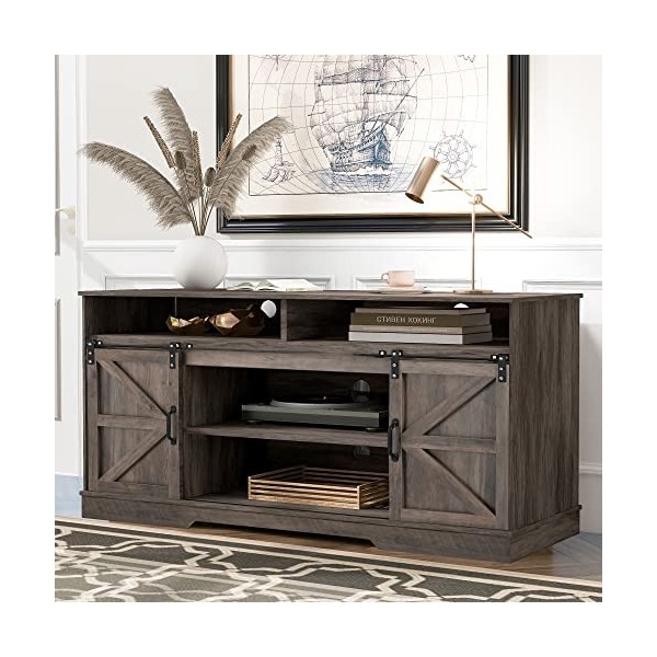 Meuble TV, Meuble télé, Meuble TV Chambre，Meuble TV Moderne, étagères réglables, pour Salon, Salle à Manger, Design Industrie