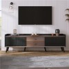 Meuble TV avec deux tiroirs et 2 compartiments avec portes coulissantes H x L x P 58 x 160 x 40 cm - En bois naturel - Meub
